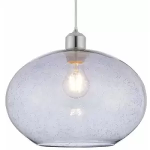 Image of Hanging Ceiling Pendant Light Shade Grey Bubble Glass 300mm Wide Round Bowl