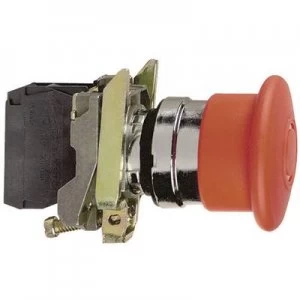 Image of Schneider Electric XB4BT845 Kill switch Front ring (steel), + kill switch, round, reset function 120 V AC 6 A 1 breaker, 1 maker IP66, IP67, IP69, IP6