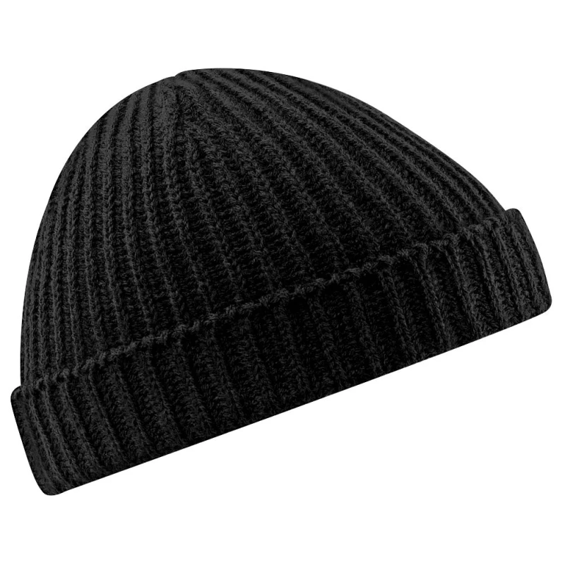 Image of Beechfield Beechfield Men Retro Trawler Winter Beanie Hat in Black One Size Male 5055747801361