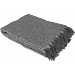 Image of Country Club Como 100% Cotton Throw Sofa Accessory Grey 170 x 200cm - Grey