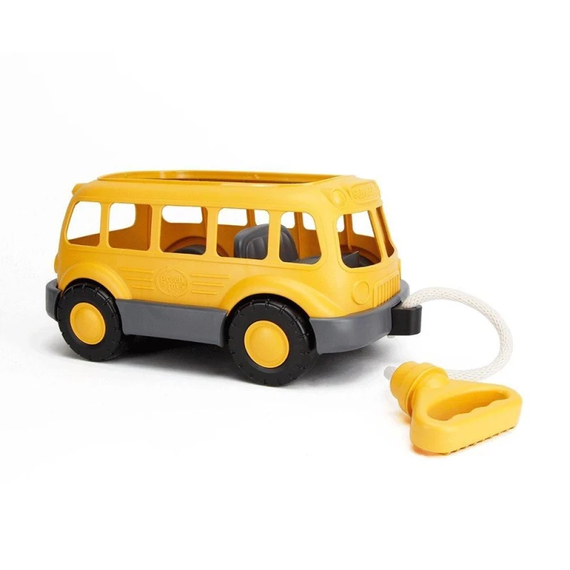 Image of Green Toys Pull Along School Bus Wagon in Yellow Yellow Unisex