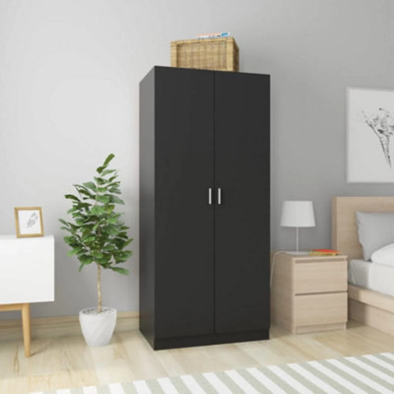 Image of Vidaxl Wardrobe Black 80X52X180 Cm Engineered Wood
