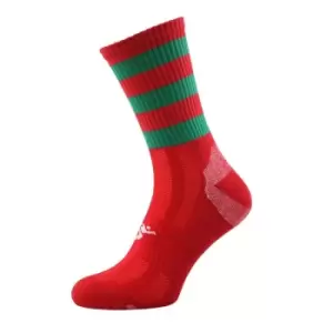 Image of Precision Pro Hooped GAA Mid Socks Junior Red/Green UK Size J8-J11