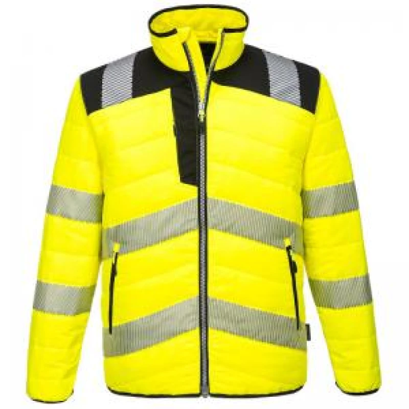 Image of Portwest PW3 Mens Hi Vis Baffle Jacket PW371YBRM Colour: Yellow / Black