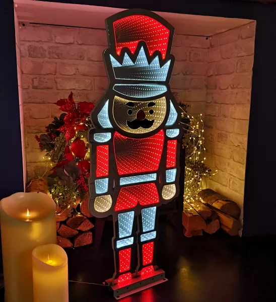 Image of 74cm LED Infinity Light Nutcracker - Red & White