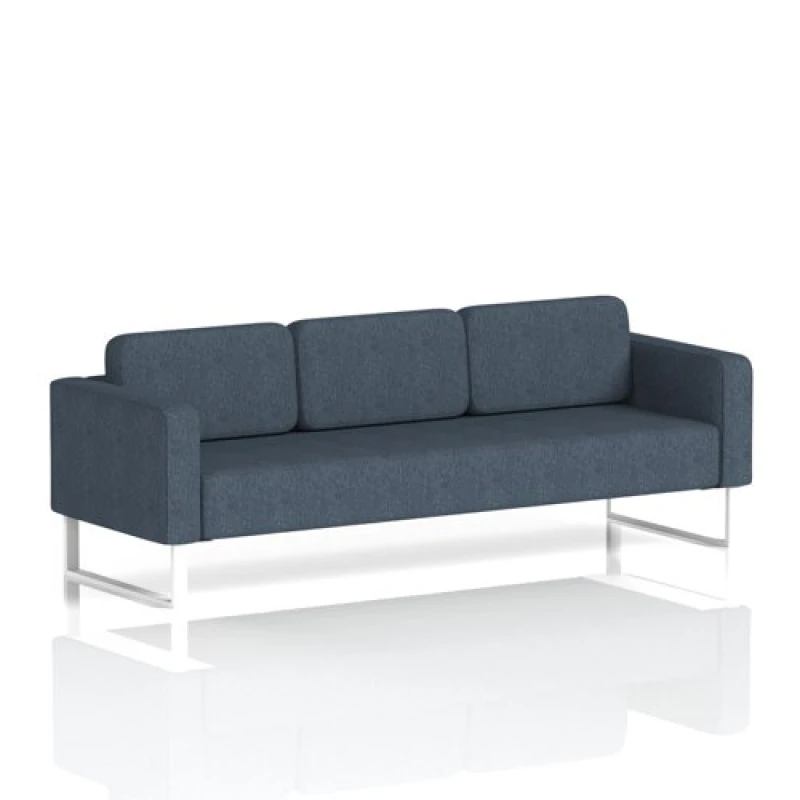 Image of Brixworth Office Sofa 3 Seater with White Legs in Rivet Fabric - Crucible