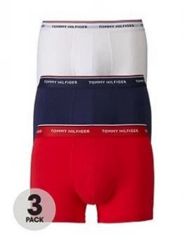 Image of Tommy Hilfiger 3 Pack Premium Essentials Trunks - Red/White/Navy