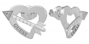 Image of Guess Across My Heart Stainless Steel Heart Stud Earrings Jewellery