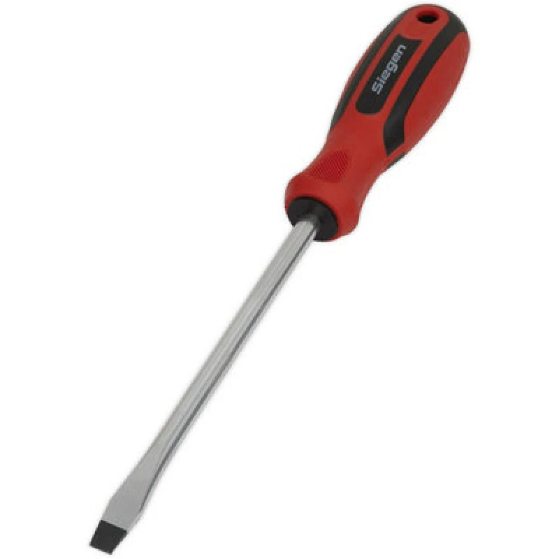 Image of Loops Slotted 8 x 150mm Screwdriver with Soft Grip Handle - Chrome Vanadium Shaft Multi