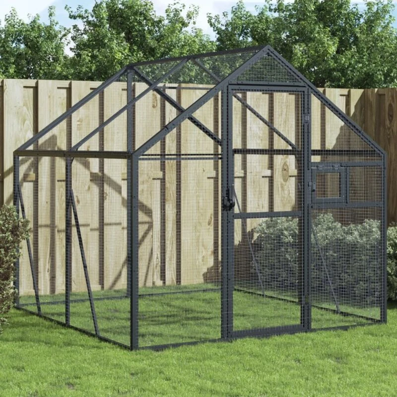 Image of vidaXL Aviary Anthracite 1.79x2x1.85 m Aluminium, Grey 3155801