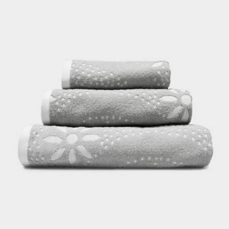 Image of Allure Bath Fashions Sculpted Floral Patterned Bath Towel - Dove Grey