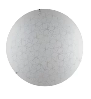 Image of Esagram Decorative Flush Ceiling Light, White Glass, E27