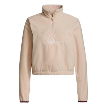Image of adidas Brand Love Polar Fleece Embroidered Logo Half-Zip - Halo Blush / White / Victory C
