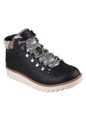 Image of Skechers Mountain Kiss Padded Collar Lace Up Hiker Boots, Black, Size 8, Women