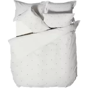 Image of The Linen Yard Strand Duvet Cover Set (Double) (White/Grey) - White/Grey