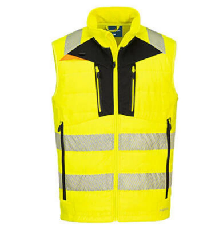 Image of Portwest DX4 Hi Vis Hybrid Baffle Bodywarmer DX479YBRXL Colour: Yellow / Black