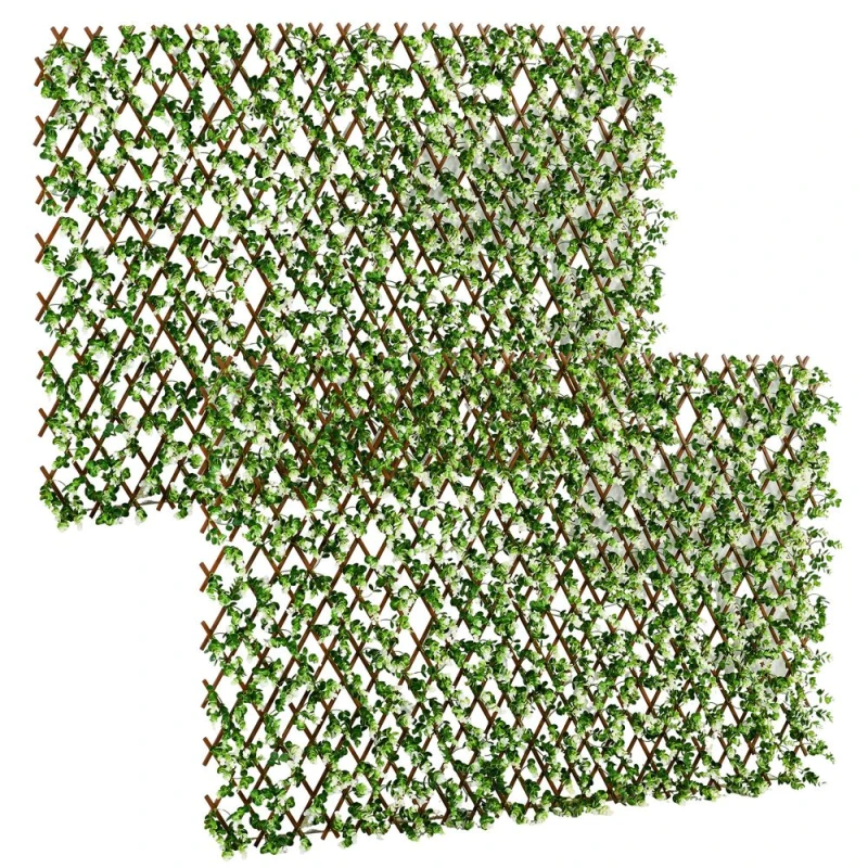 Image of Outsunny 2pc Expandable Faux Privacy Fence - 2x1m, Green 844-804V00GN