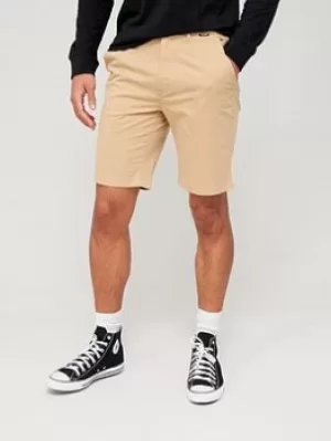 Image of Calvin Klein Sateen Slim Fit Shorts, Travertine, Size 34, Men