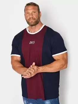 Image of BadRhino Horizontal Cut & Sew Stripe T-Shirt - Multi, Red, Size 4XL, Men