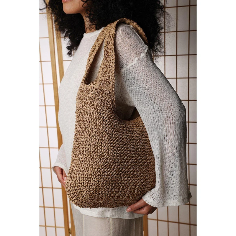 Image of Wheres That From Wheres Slouchy Raffia Shoulder Bag Brown female One Size