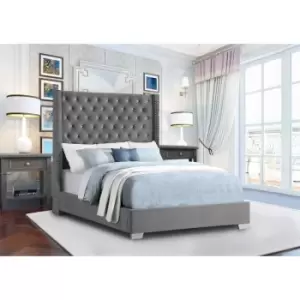 Image of Nivana Upholstered Beds - Plush Velvet, Single Size Frame, Steel - Steel