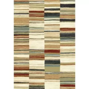 Image of Homespace Direct - Rug Woodstock Light Multi Stripe 160x230cm Carpet Large Rugs - Multicoloured