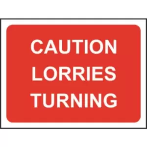 Image of 600 X 450MM Temporary Sign & Frame - Caution Lorries Turning