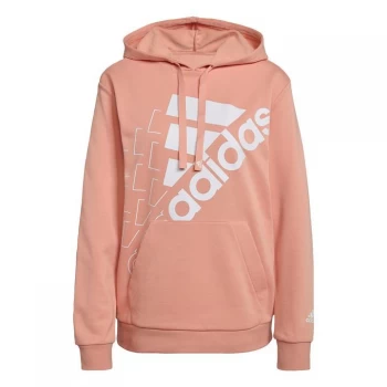 Image of adidas Brand Love Slanted Logo Relaxed Hoodie Womens - Ambient Blush / White