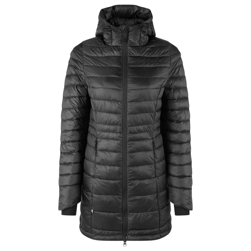 Image of Fohn Womens Long Insulated Down Jacket Black female 8 (XS)