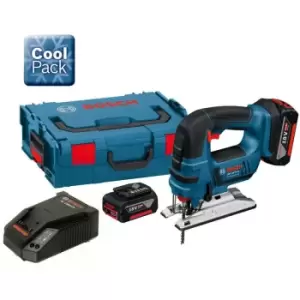 Image of Bosch 18v gst 18VLI Lithium Ion Cordless Jigsaw + 2 x 4.0ah Battery + lboxx