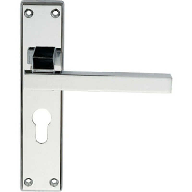 Image of Loops PAIR Straight Square Lever on Euro Lock Backplate 180 x 40mm Polished Chrome Multi