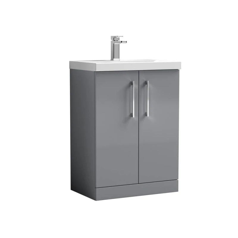 Image of Balterley Modern Bathroom 2 Soft Close Door Vanity Basin Unit, Satin Grey, 600mm in Grey Grey Unisex