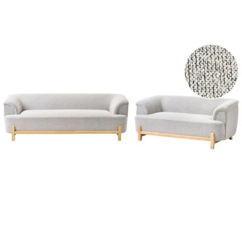 Image of Beliani Living Room Set 5 Seater Alnor Fabric Light Grey