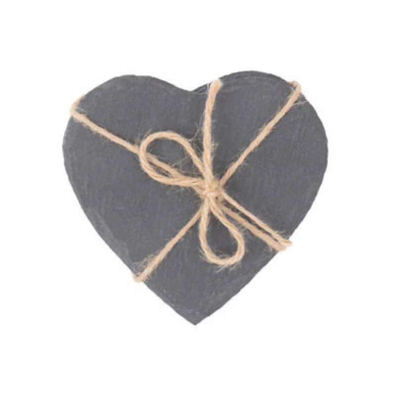 Image of Red Hamper Sl002 Slate Drinks Heart-Shaped Slate Coaster Set 4