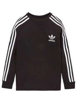 Image of Adidas Originals Childrens Three Stripes Long Sleeve Sweat Top - Black