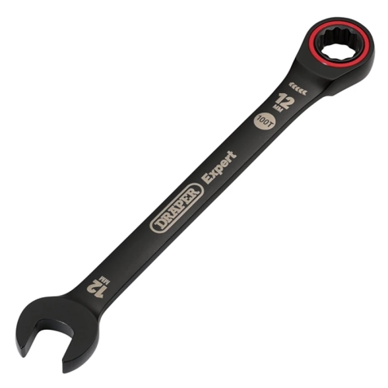 Image of Draper Expert HI-TORQ Metric Ratchet Combination Spanner, 12mm, Black 3883