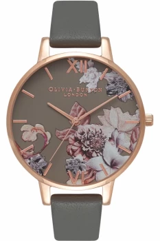 Image of Ladies Olivia Burton Marble Florals Dark Grey & Rose Gold Watch OB16CS08