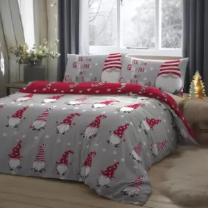 Image of Dunelm Fusion Silver Gnome For Christmas 100% Duvet Cover & Pillowcase Set, Size: Kingsize Silver