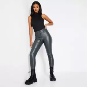 Image of I Saw It First High Waisted Pocketed Coated Skinny Jeans - Grey