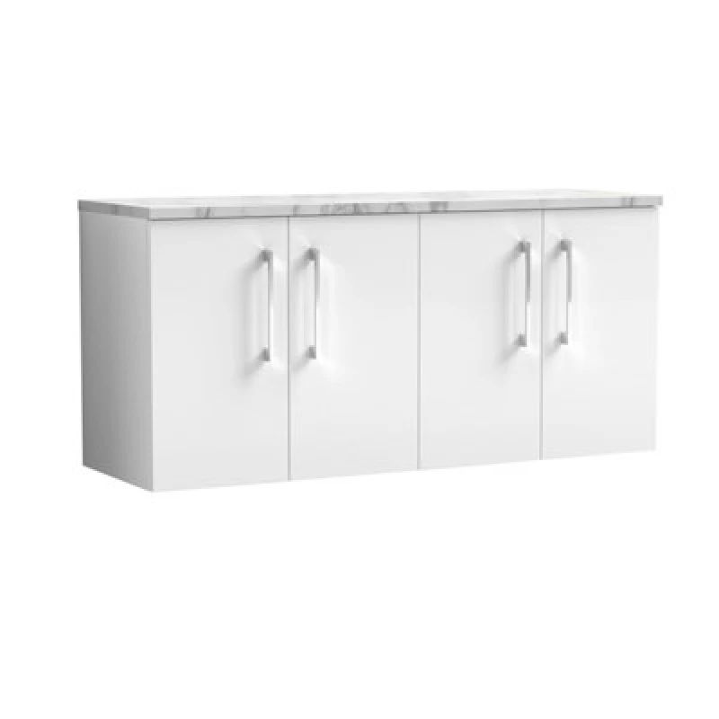 Image of Nuie Arno Wall Hung Vanity Unit With 4 Soft-Close Doors & Carrera Marble Laminate Top