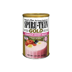 Image of Natures Plus Banana Berry Blast Spiru Tein Gold Shake 468g