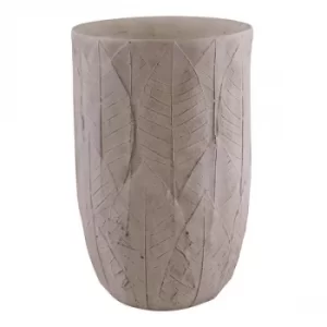 Image of Cement Embossed Leaf Vase