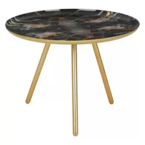 Image of Faux Marble Side Table with Gold Accents