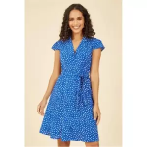 Image of Mela London Blue Daisy Print Retro Shirt Dress - Blue