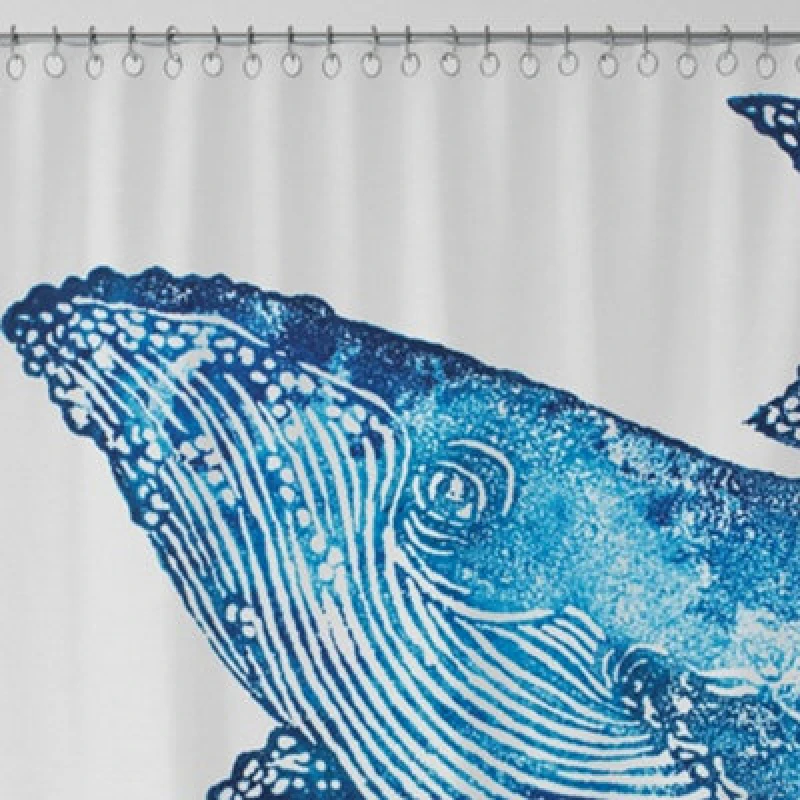 Image of BlissHome Creatures Whale Design Shower Curtain Multi
