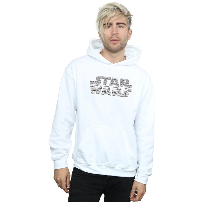 Image of Star Wars Star Wars Men Aztec Logo Mono Hoodie in White Size: Small White S Male 5057864280920