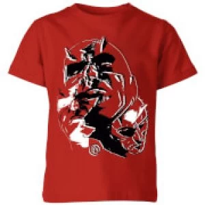 Image of Marvel Knights Daredevil Layered Faces Kids T-Shirt - Red - 9-10 Years