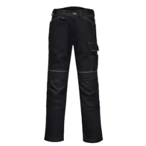 Image of Portwest Mens PW3 Stretch Lightweight Cargo Trousers (48R) (Black)