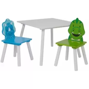 Image of Liberty House Toys - Kids Dinosaur Table and 2 Chair Set - Blue, Green, White