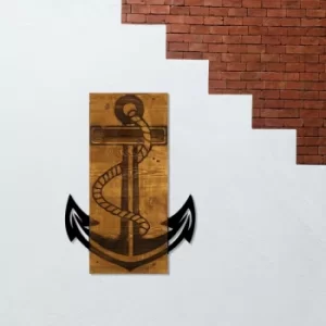 Image of Anchor Walnut Black Decorative Wooden Wall Accessory